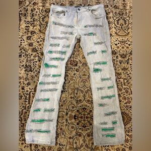 AHP Another hype Pieces Men’s Jeans Distressed gray green 38X36Urban Streetwear